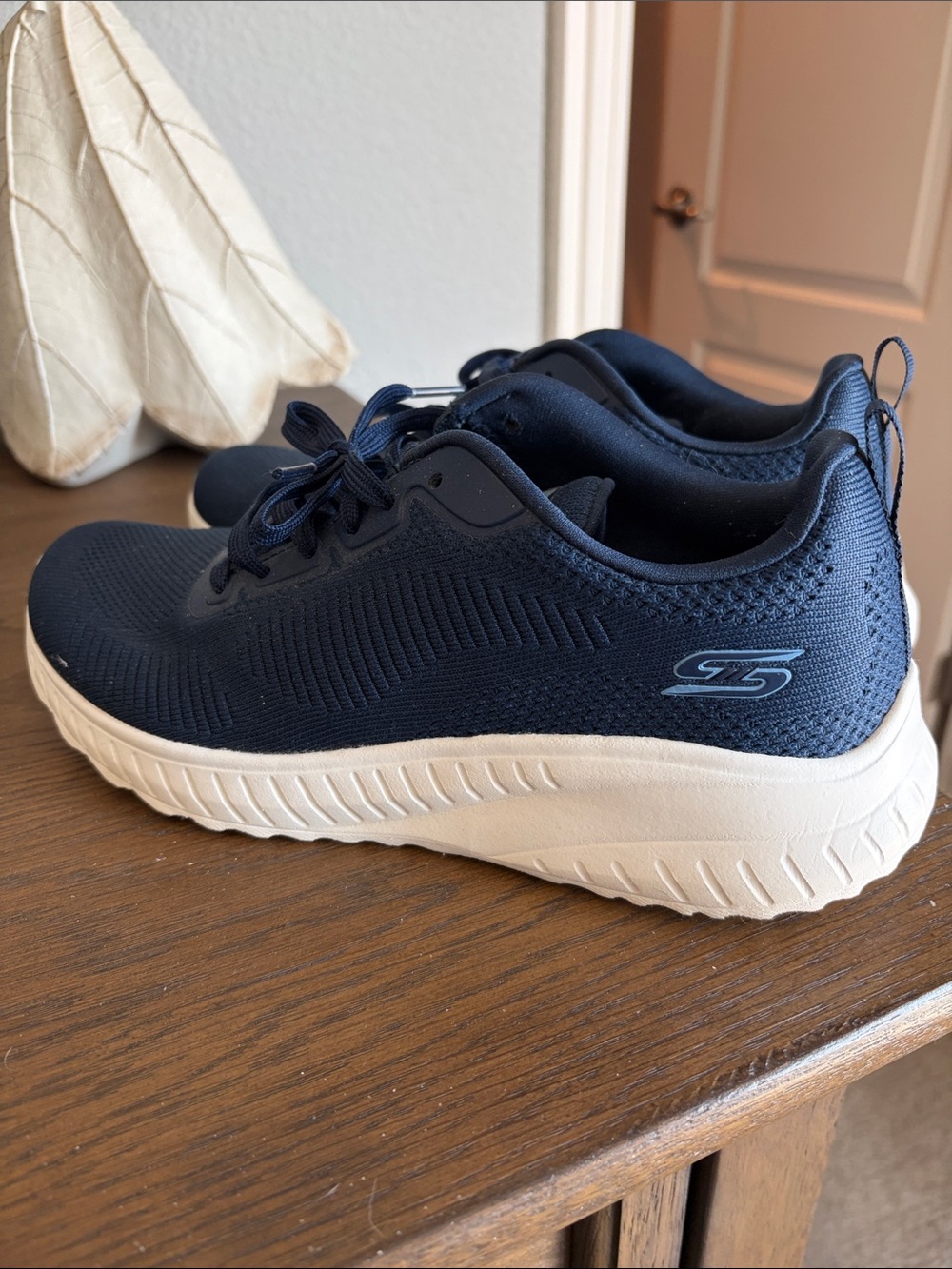 Skechers Navy Blue and White Slip-On Athletic Shoes